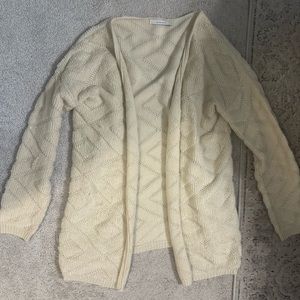 Dreamers off white textured cardigan; size M/L